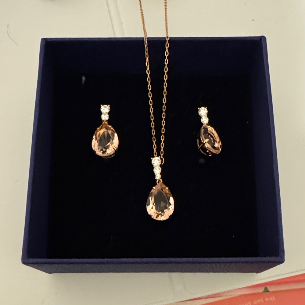 Swarovski Rose Gold Necklace and Earring Set